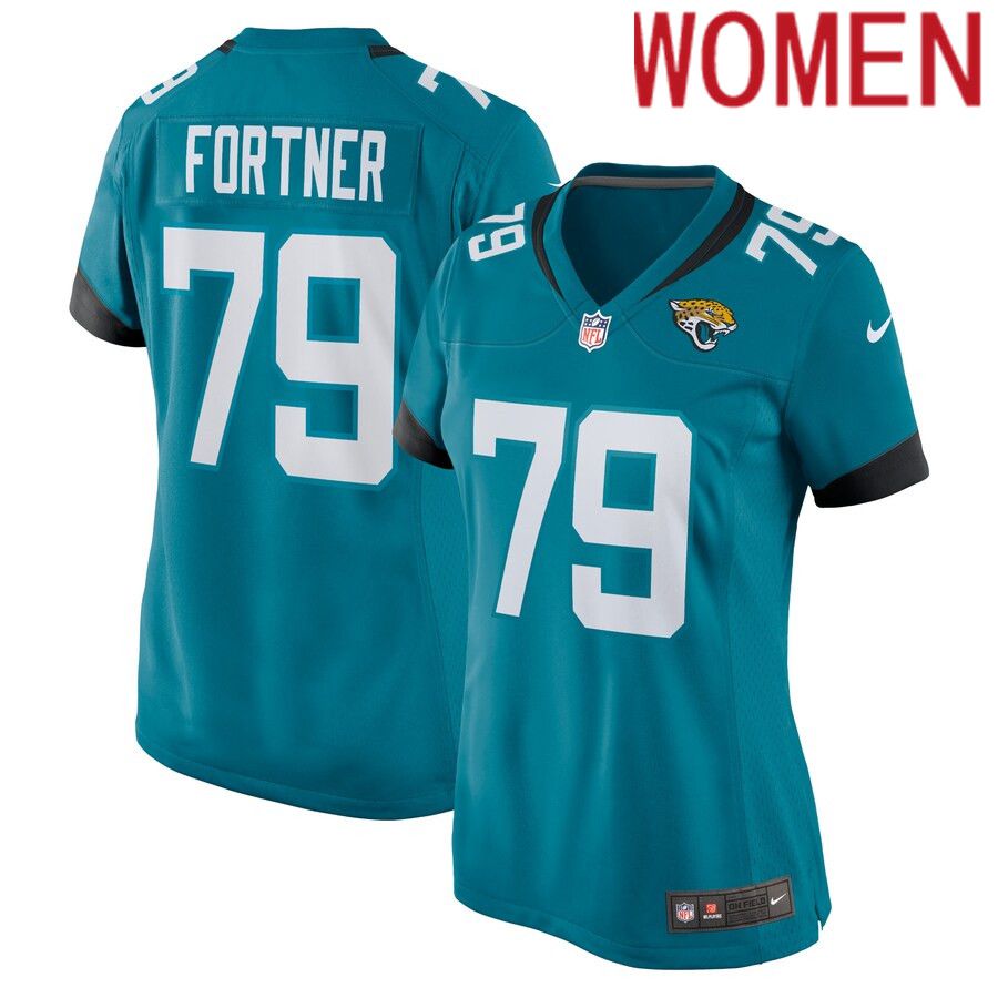 Women Jacksonville Jaguars 79 Luke Fortner Nike Teal Game NFL Jersey